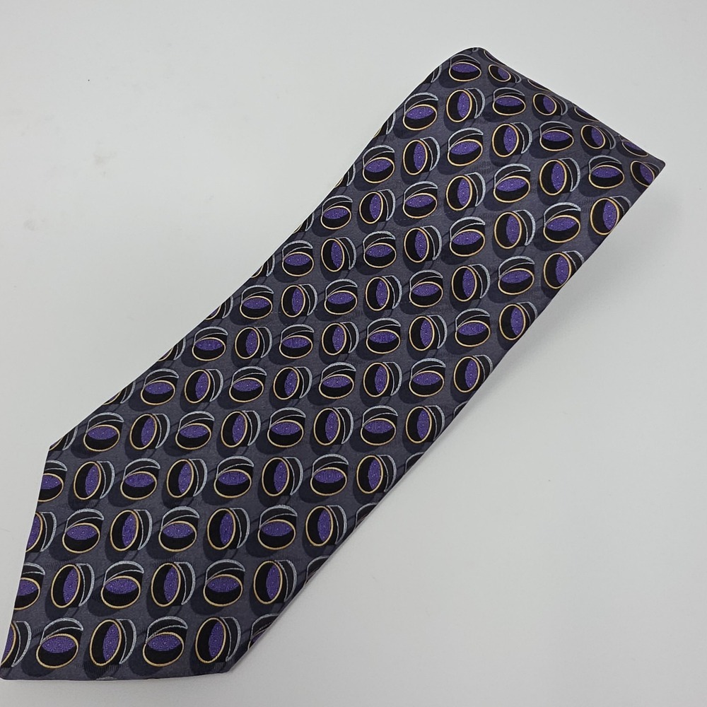 Valentino Cravatte Italy Silk Necktie Mens Purple Abstract Design 90s Y2K‎